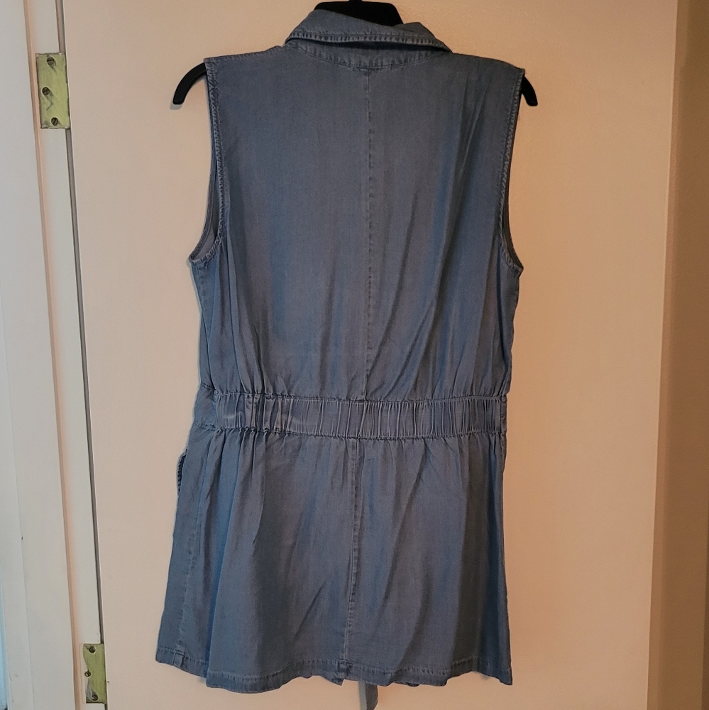 NWT! Marc New York Tencel Chambray Denim Sleeveless Tie Waist Dress - Picture 10 of 12